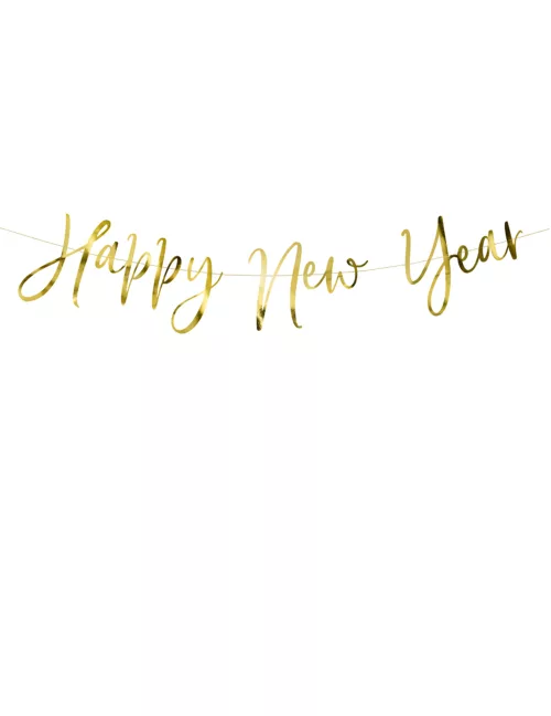 Photo du produit Guirlande en carton happy new year dorée 66 x 18 cm