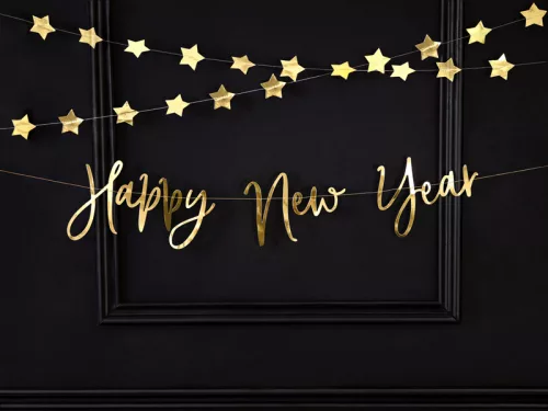 Photo du produit Guirlande en carton happy new year dorée 66 x 18 cm