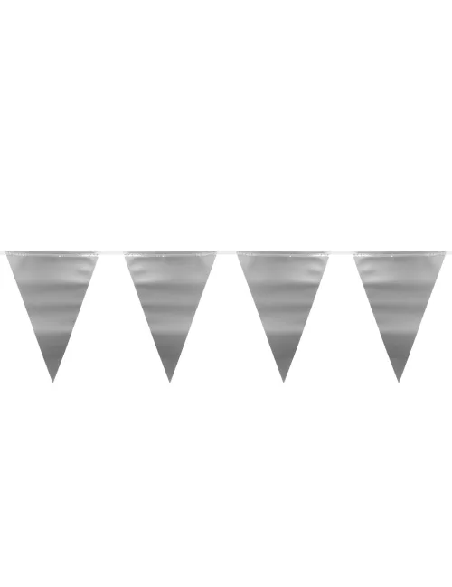 Photo du produit Guirlande fanions argenté métallique 6 m