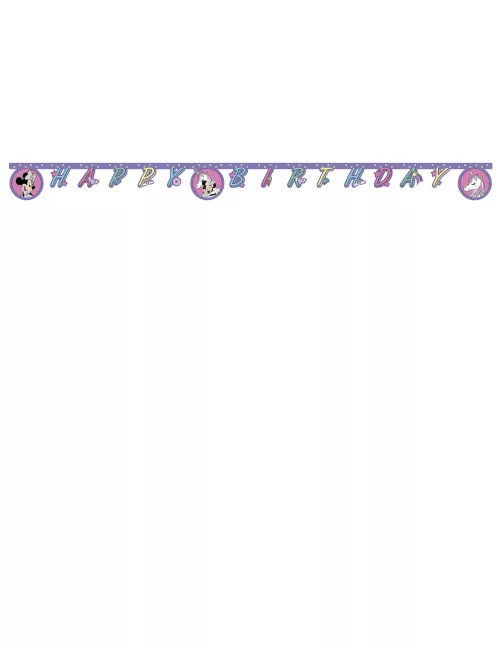 Photo du produit Guirlande Happy Birthday Minnie et la licorne 2 m