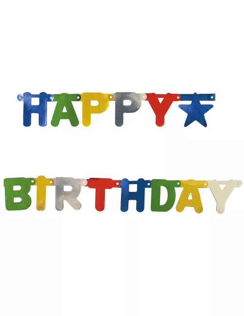 Photo du produit Guirlande métallisé Happy Birthday multicolore 1,56 m
