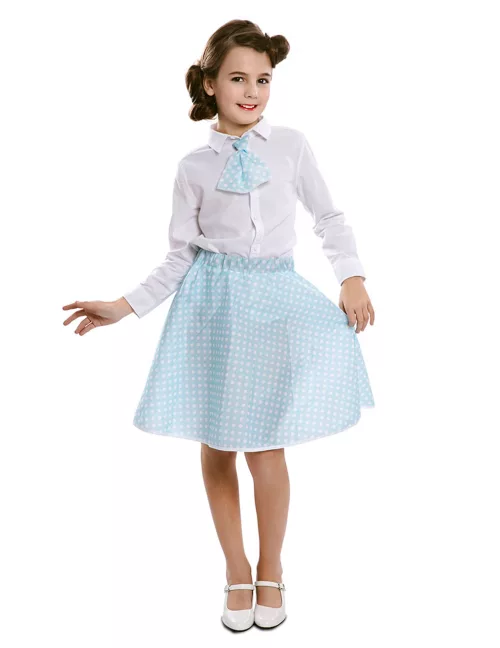 Photo du produit Jupe avec cravate pin-up bleu ciel fille