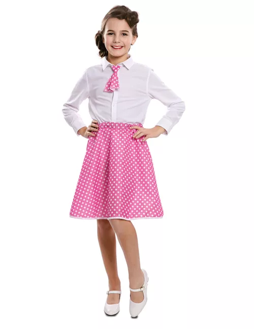 Photo du produit Jupe avec cravate pin-up rose fille