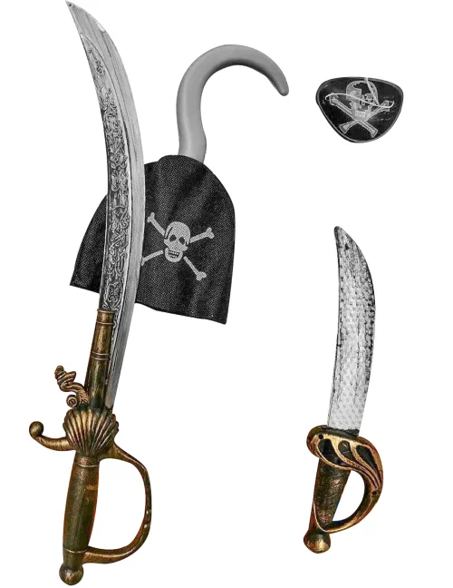 Photo du produit Kit d'accessoires de pirate avec 2 sabres, cache-oeil et crochet