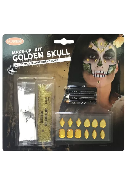 Photo du produit Kit maquillage squelette sexy doré adulte