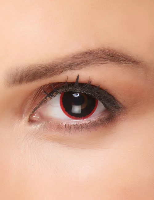 Photo du produit Lentilles fantaisie noire contour rouge 3 mois adulte