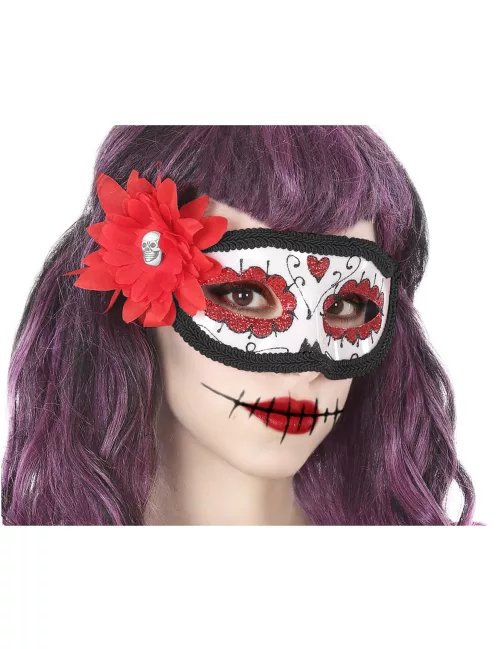 Photo du produit Loup fleur rouge dia de los muertos adulte