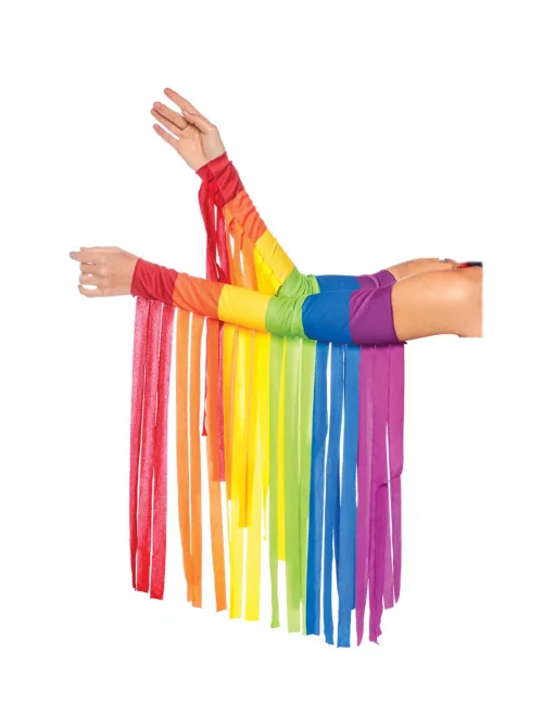 Photo du produit Manchettes à franges arc-en-ciel adulte