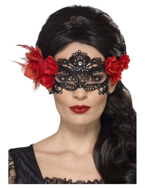 Photo du produit Masque dentelle noire Dia de los Muertos adulte
