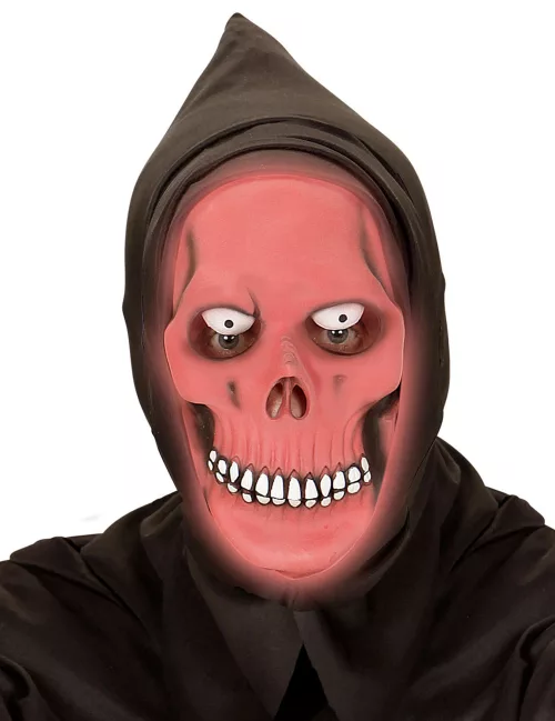 Photo du produit Masque intégral à capuche faucheur phosphorescent rouge adulte