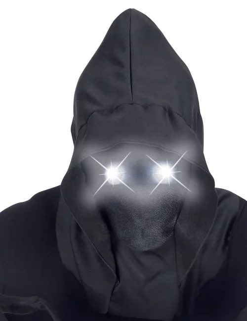 Photo du produit Masque intégral à capuche visage invisible et yeux lumineux blanc adulte
