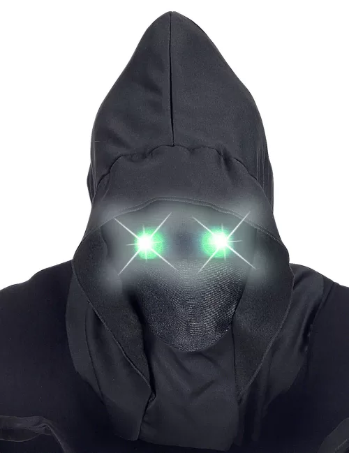 Photo du produit Masque intégral à capuche visage invisible et yeux lumineux vert adulte
