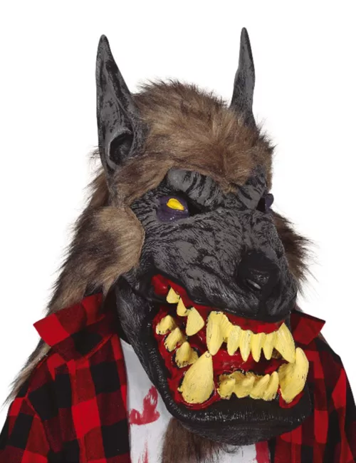 Photo du produit Masque latex loup-garou avec cheveux adulte