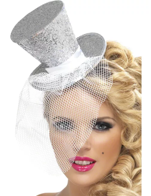 Photo du produit Mini chapeau haut de forme argent femme