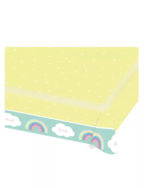 Photo du produit Nappe en papier Petit Nuage menthe et jaune 115 x 175 cm