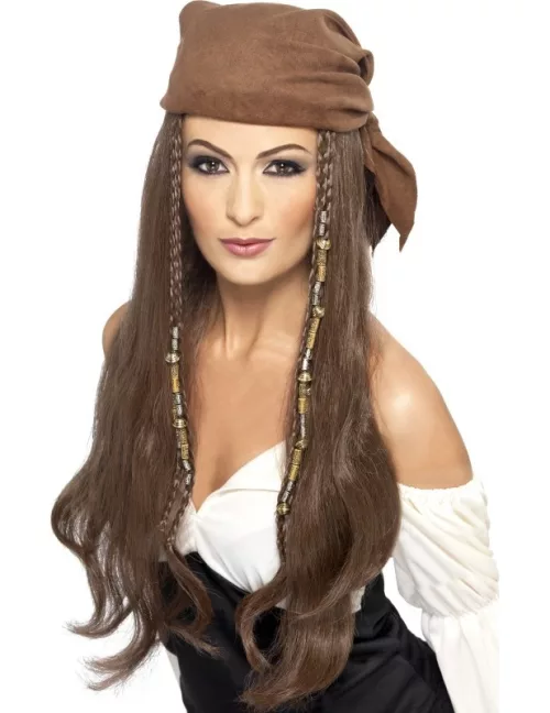 Photo du produit Perruque longue chatain pirate femme
