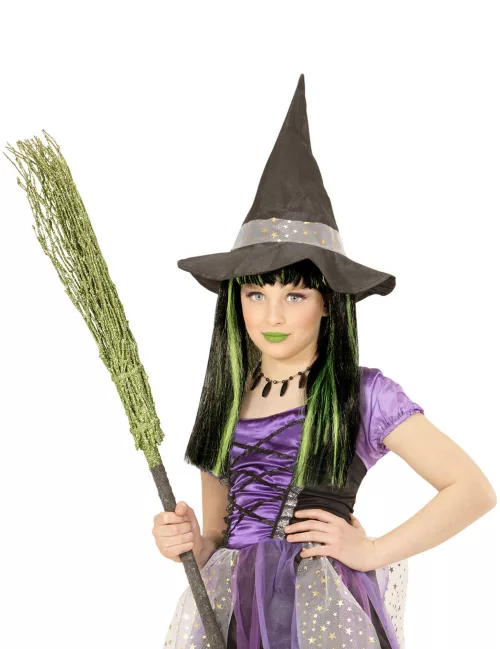 Photo du produit Perruque sorcière mèches vertes fille