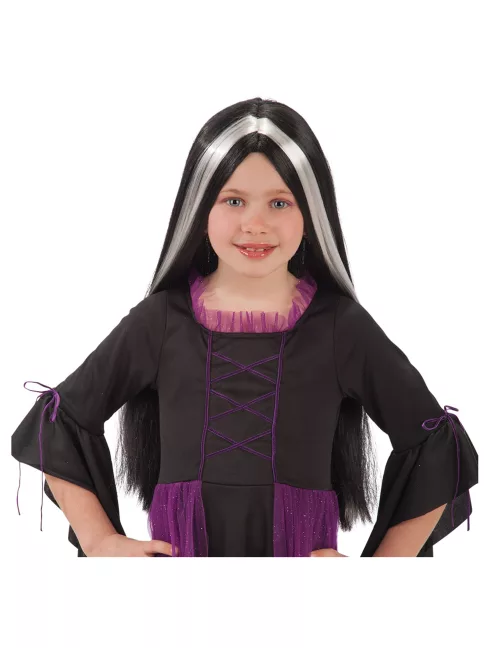 Photo du produit Perruque noire à mèches blanches enfant