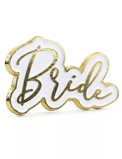 Photo du produit Pin's Bride blanc et doré 3,5 x 2 cm