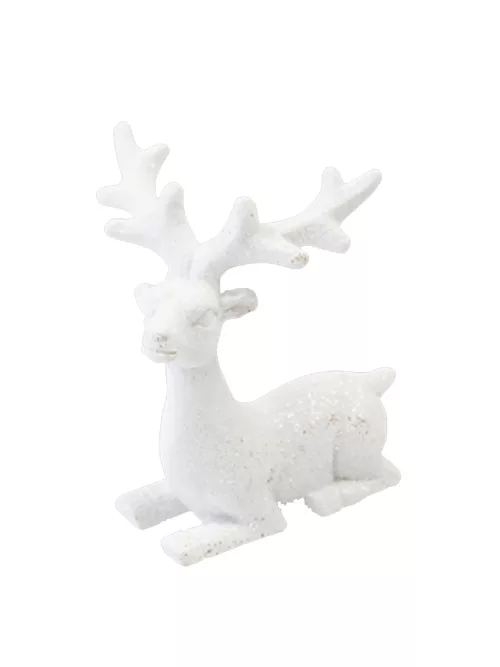 Photo du produit Renne en résine blanc paillette 6,6 cm