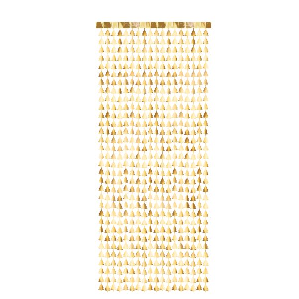Photo du produit Rideau de fils scintillant sapins dorés 100 x 245 cm