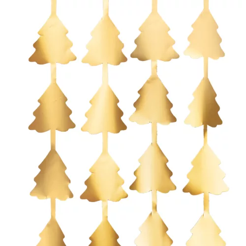 Photo du produit Rideau de fils scintillant sapins dorés 100 x 245 cm