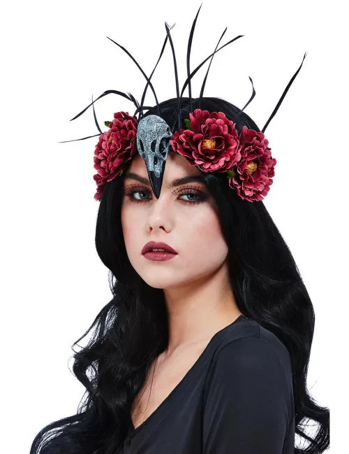 Photo du produit Serre-tête corbeau et roses femme