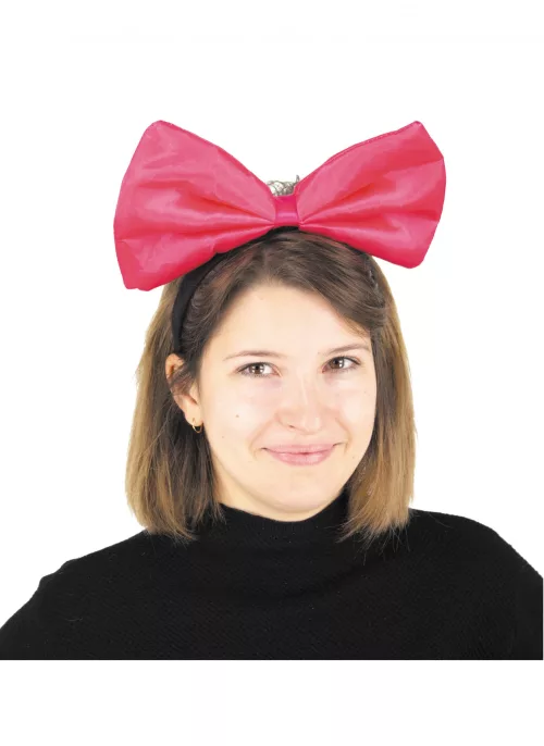Photo du produit Serre-tête gros n?ud rose fluo adulte