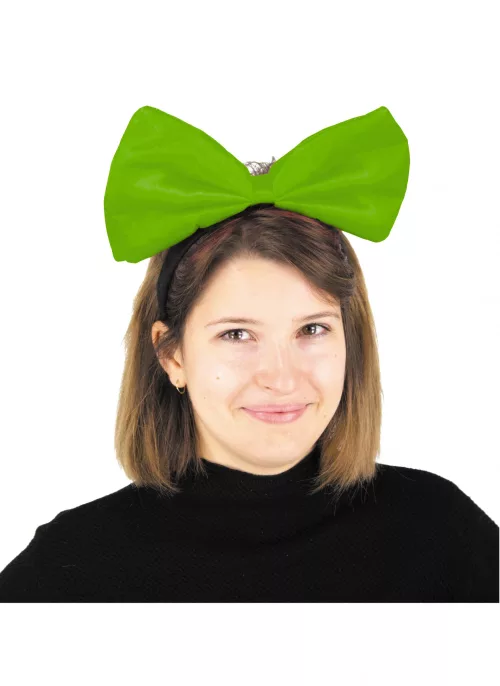 Photo du produit Serre-tête gros n?ud vert fluo adulte
