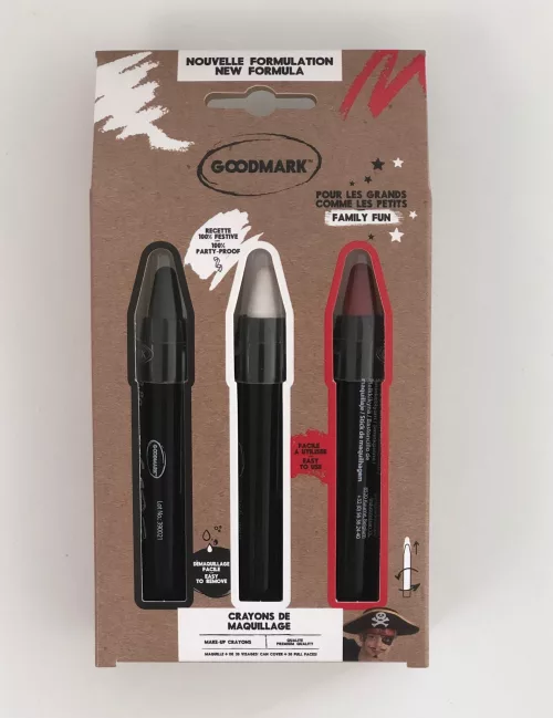 Photo du produit 3 Crayons de maquillage blanc noir rouge