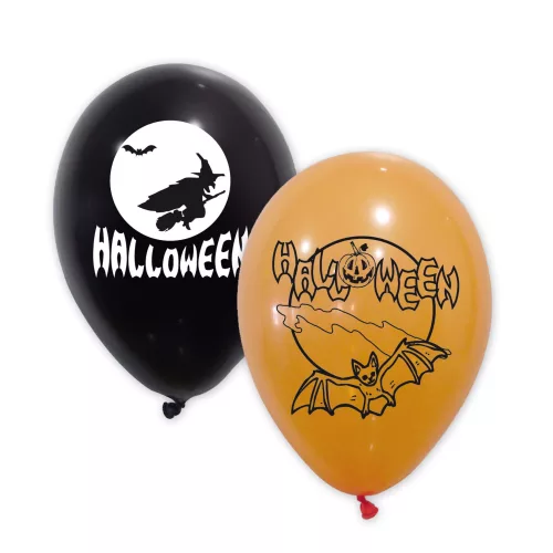 Photo du produit 10 Ballons latex noirs et oranges Halloween 30 cm