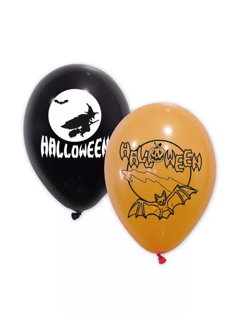 Photo du produit 10 Ballons latex noirs et oranges Halloween 30 cm