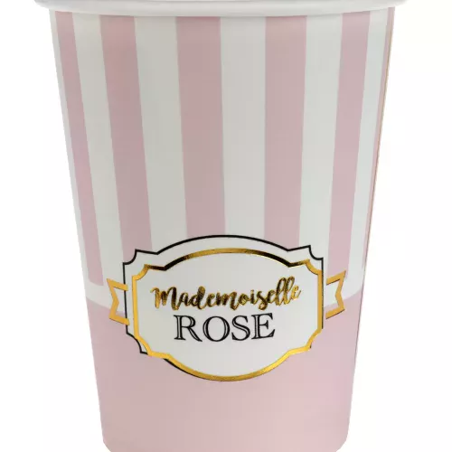 Photo du produit 10 Gobelets en carton Baby shower rayés roses 200 ml