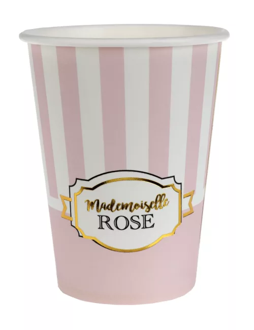 Photo du produit 10 Gobelets en carton Baby shower rayés roses 200 ml