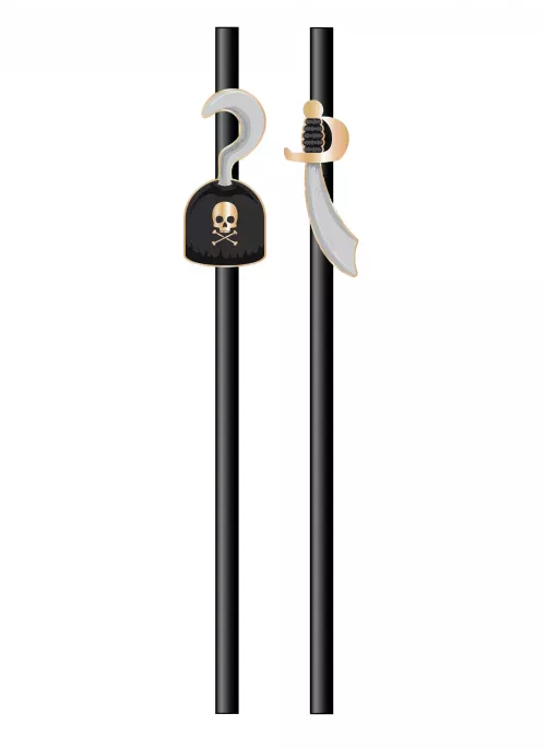 Photo du produit 10 Pailles en carton Pirate noires 20 cm