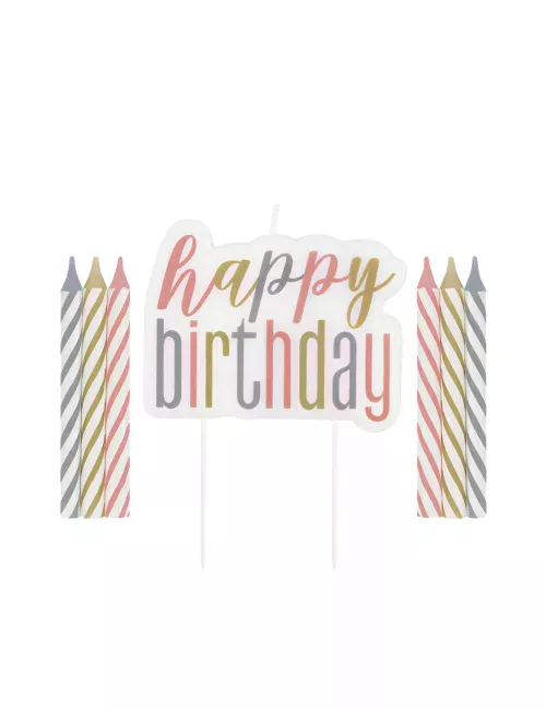 Photo du produit Bougies anniversaire happy birthday pastel