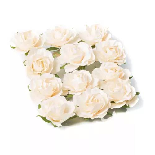 Photo du produit 12 Roses à piquer ivoire 3,5 cm