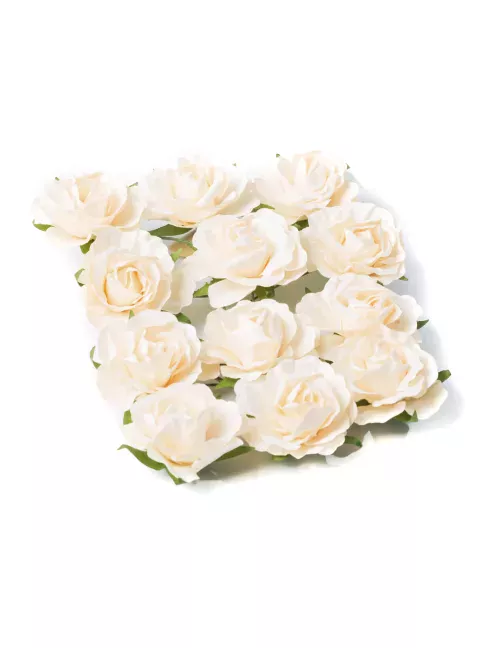 Photo du produit 12 Roses à piquer ivoire 3,5 cm