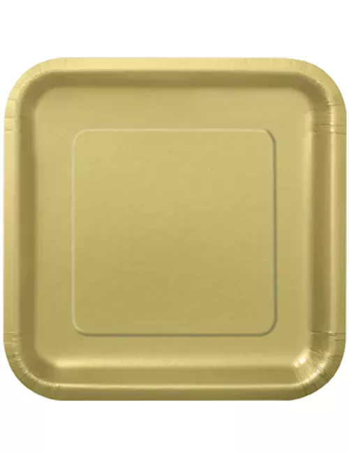 Photo du produit 14 Grandes assiettes en carton doré mat 23 cm