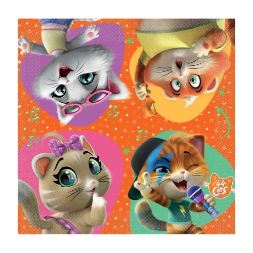 Photo du produit 16 Serviettes en papier 44 Chats 33 x 33 cm