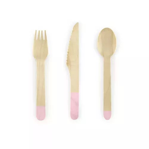 Photo du produit 18 Couverts en bois rose pâle 16 cm