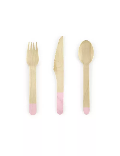 Photo du produit 18 Couverts en bois rose pâle 16 cm