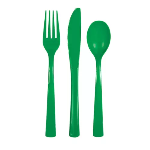 Photo du produit 18 Couverts en plastique vert émeraude