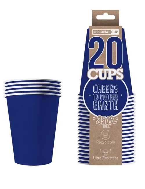 Photo du produit 20 Gobelets américains carton recyclable bleus 25 cl