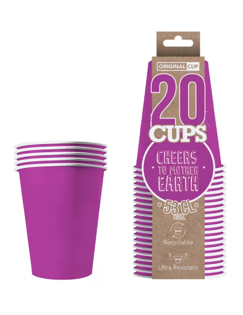 Photo du produit 20 Gobelets américains carton recyclable violets 53cl