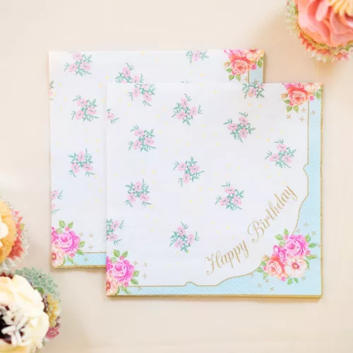 Photo du produit 20 Serviettes en papier Happy Bithday Thé entre copines 33 x 33 cm