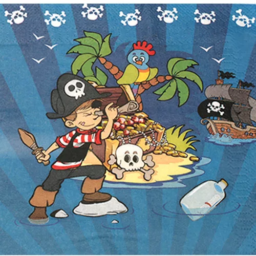 Photo du produit 20 Serviettes en papier Pirate au trésor 33 x 33 cm