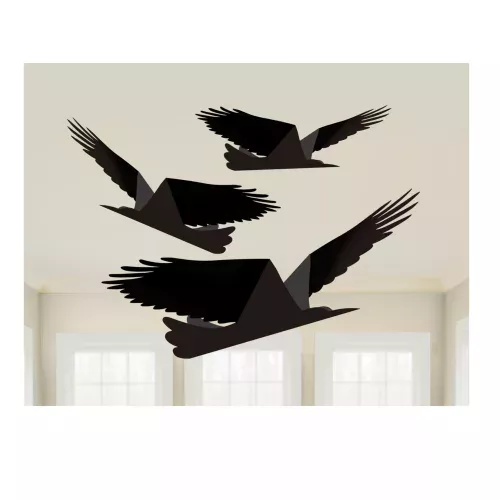 Photo du produit 3 Corbeaux noirs en papier à suspendre 43, 38 et 33 cm