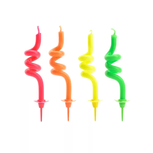 Photo du produit 4 Bougies d'anniversaire tourbillons multicolores 8 cm