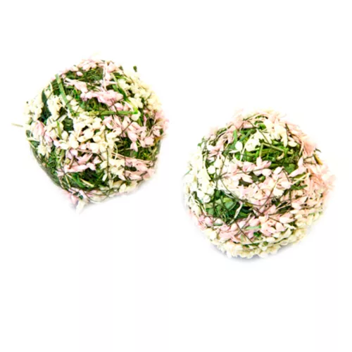 Photo du produit 4 Boules décoratives fleurs naturelles blanches et roses 5 cm